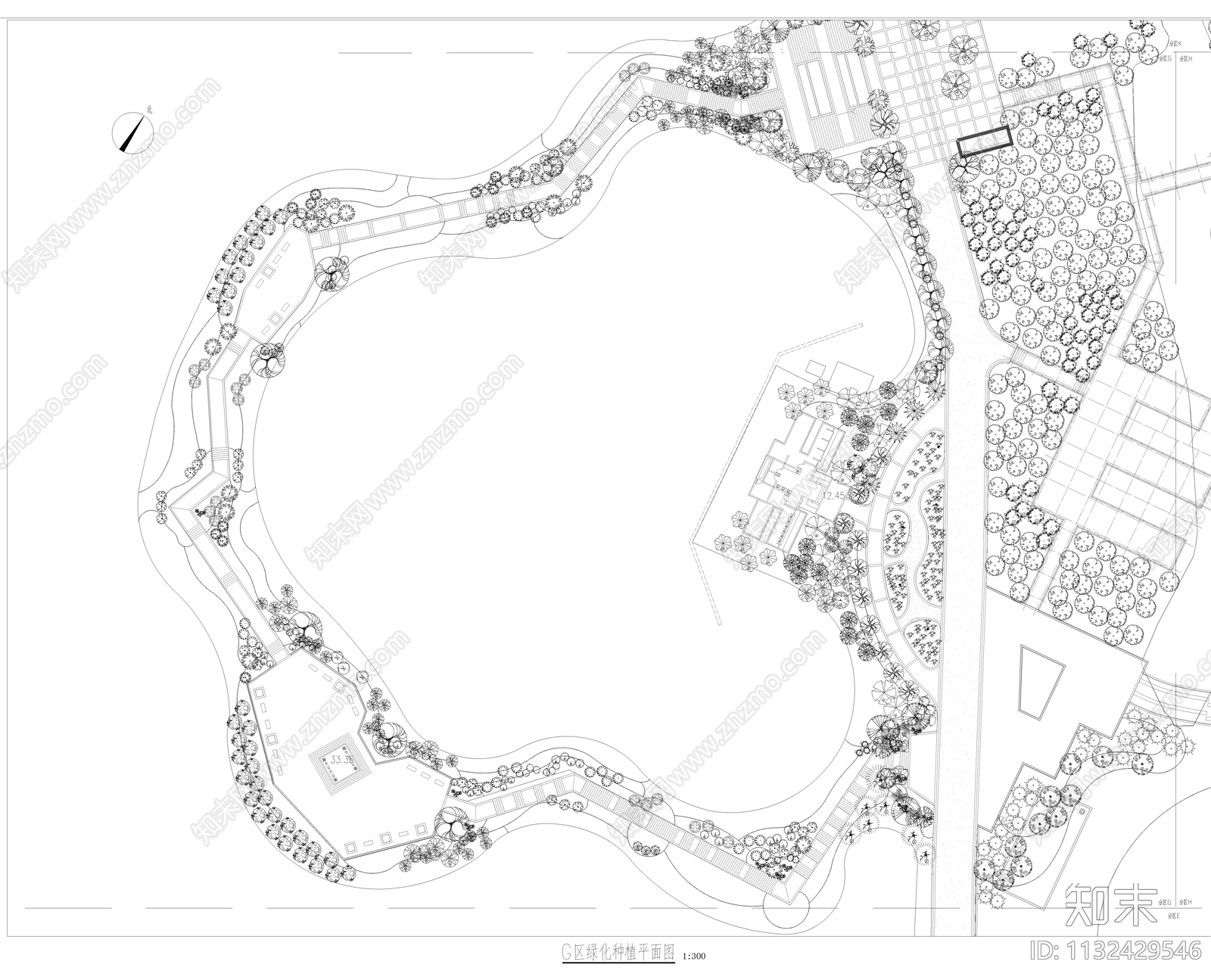 荔湖公园绿化平面布置图cad施工图下载【ID:1132429546】