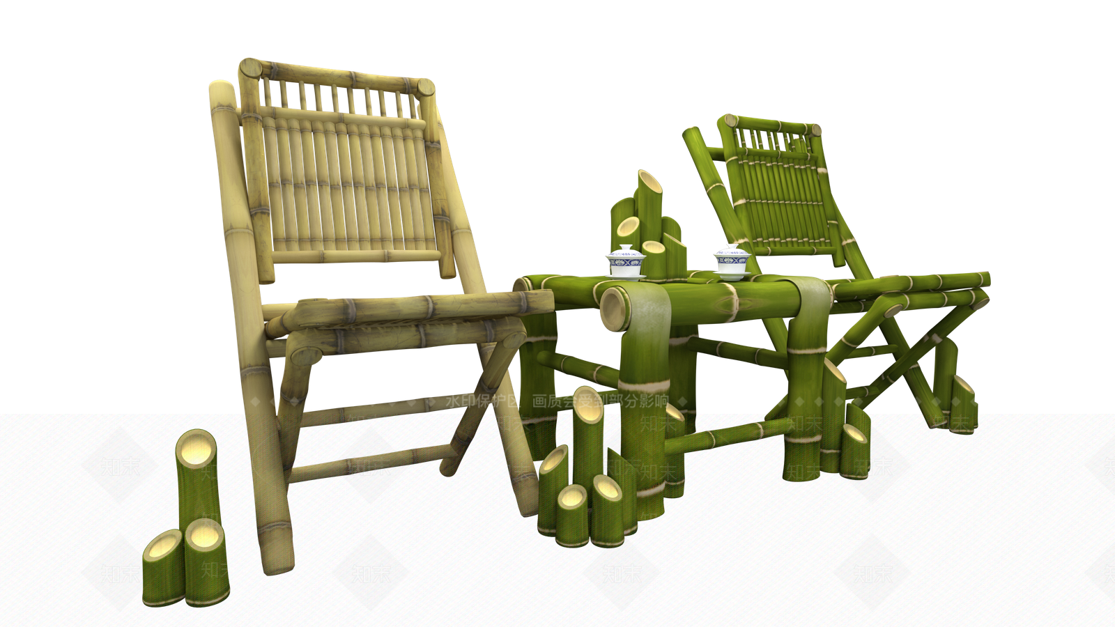 现代竹椅3D模型下载【ID:1132430031】