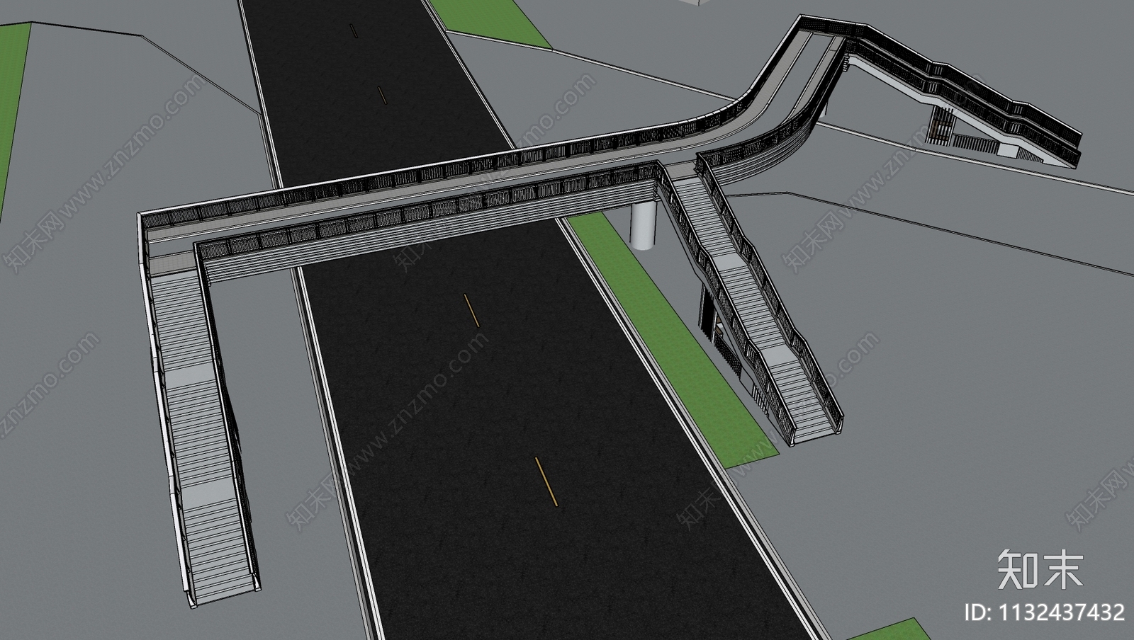 现代人行天桥SU模型下载【ID:1132437432】