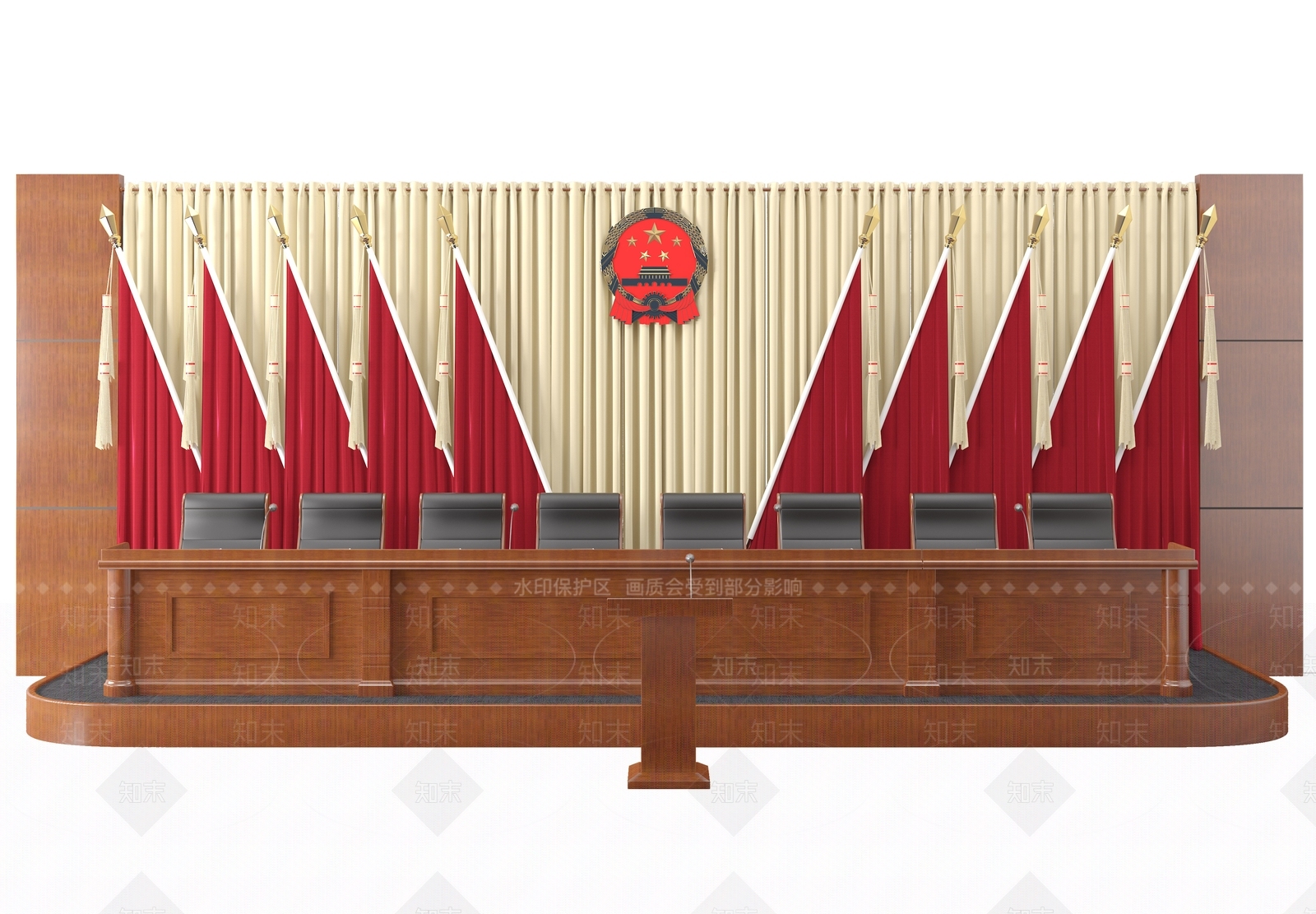 现代会议室主席台3D模型下载【ID:1132526464】