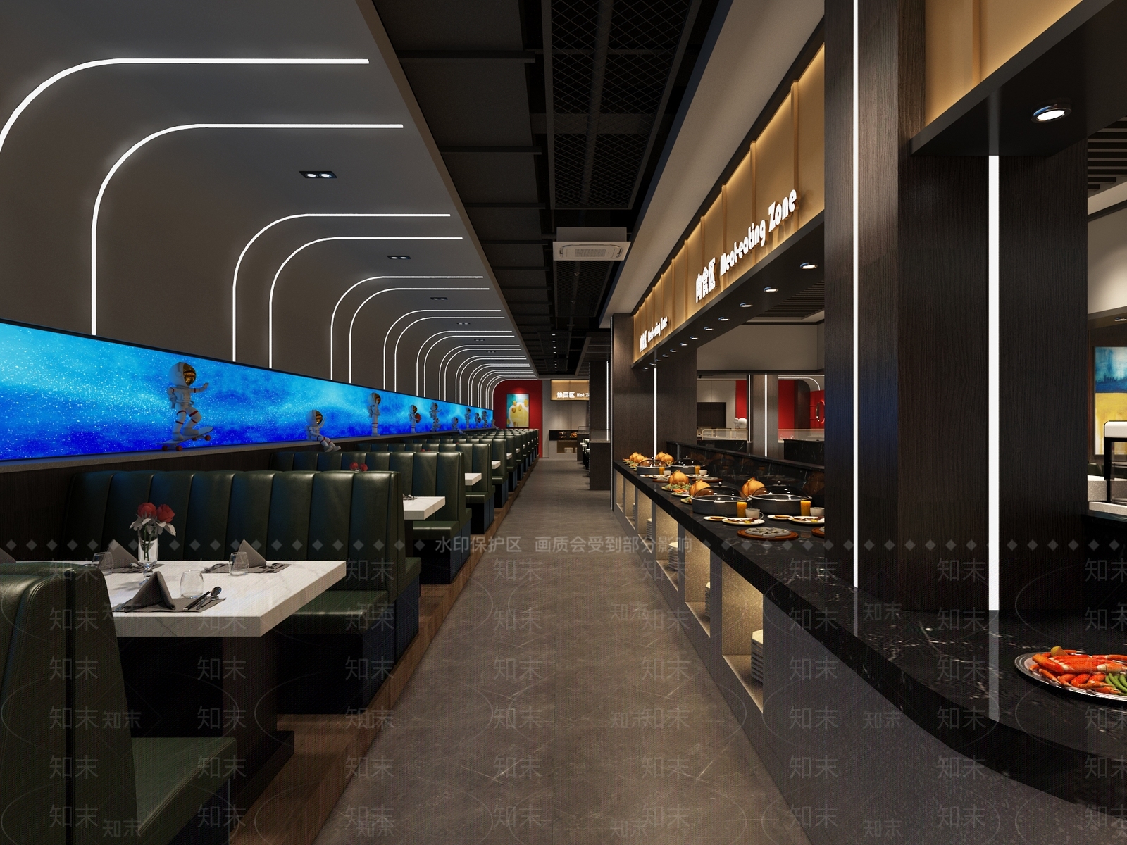 工业风自助餐厅3D模型下载【ID:1132440495】
