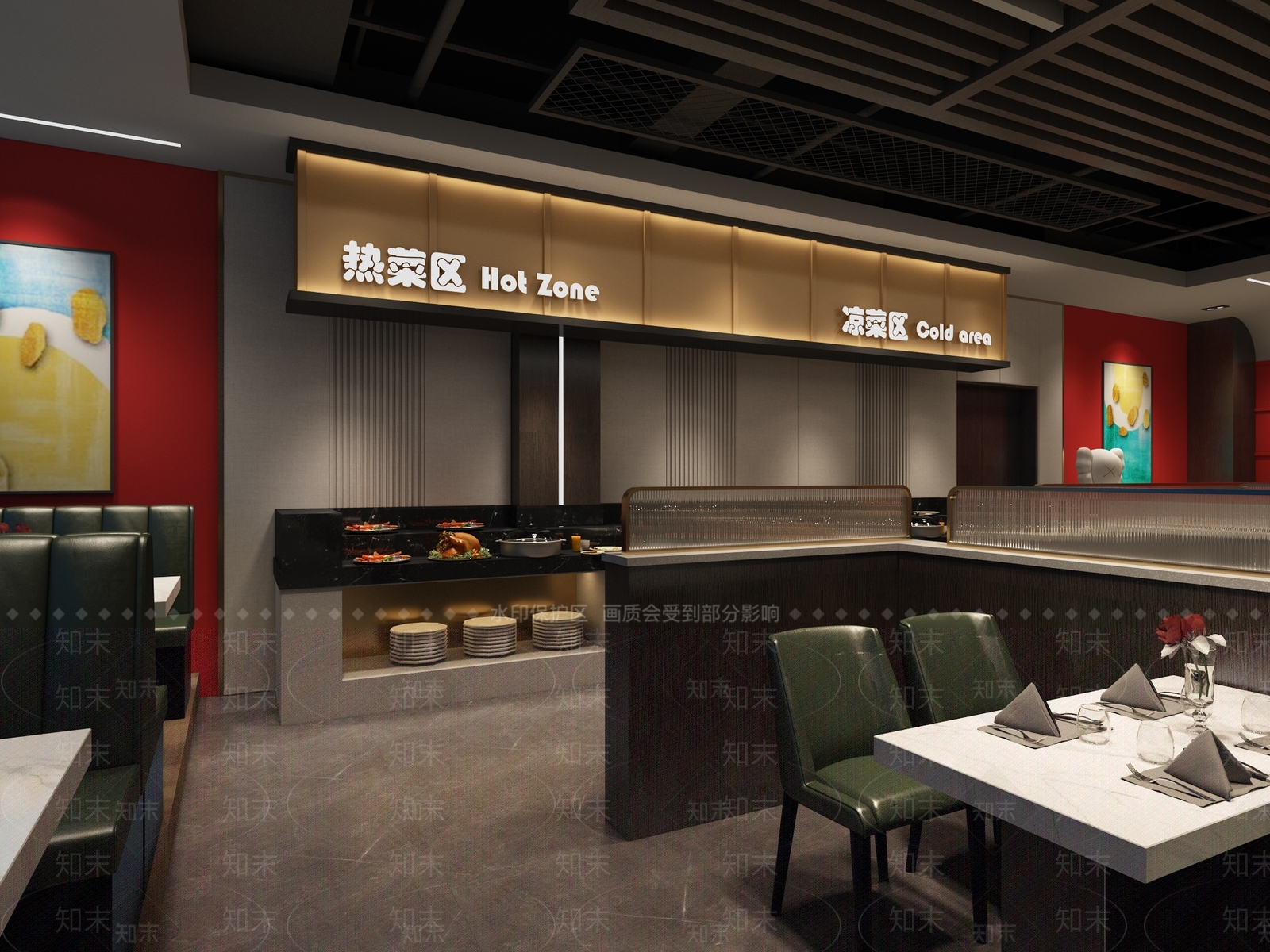 工业风自助餐厅3D模型下载【ID:1132440495】
