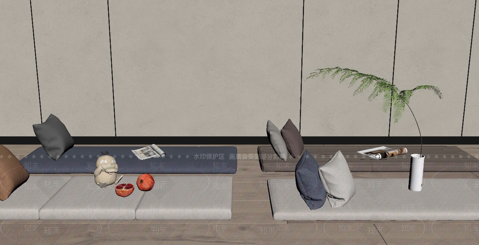 现代飘窗垫SU模型下载【ID:1132452054】