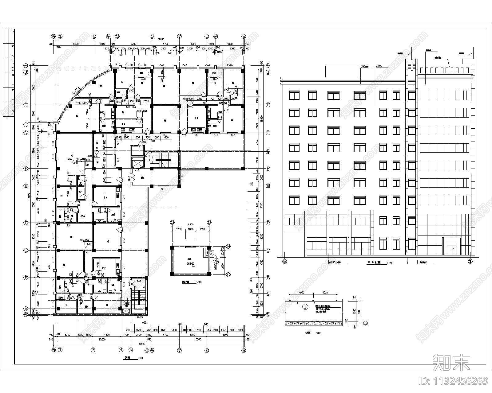 小区住建筑cad施工图下载【ID:1132456269】