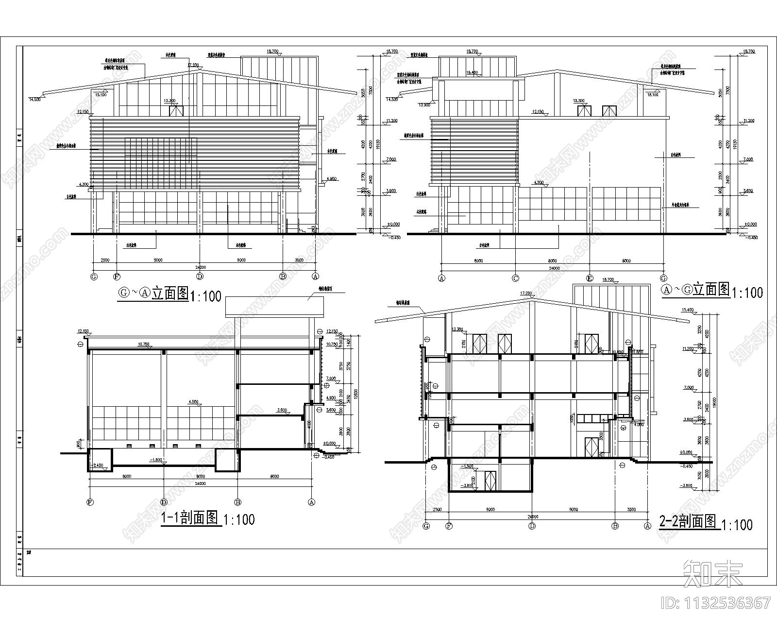 某小区会所建筑cad施工图下载【ID:1132536367】