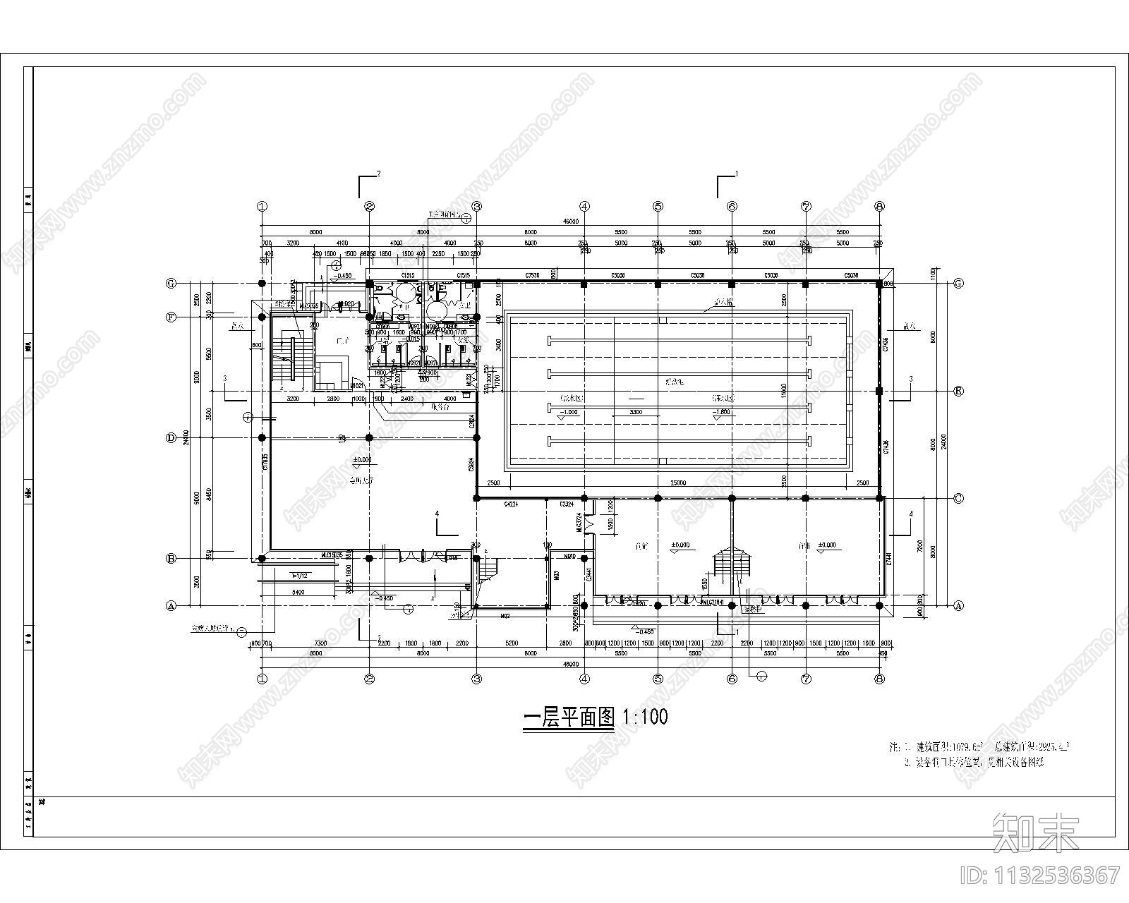 某小区会所建筑cad施工图下载【ID:1132536367】