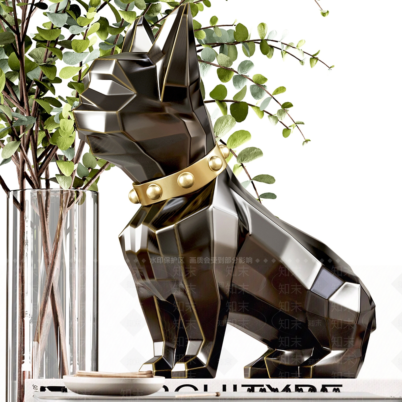 现代小狗雕塑摆件3D模型下载【ID:1132459808】