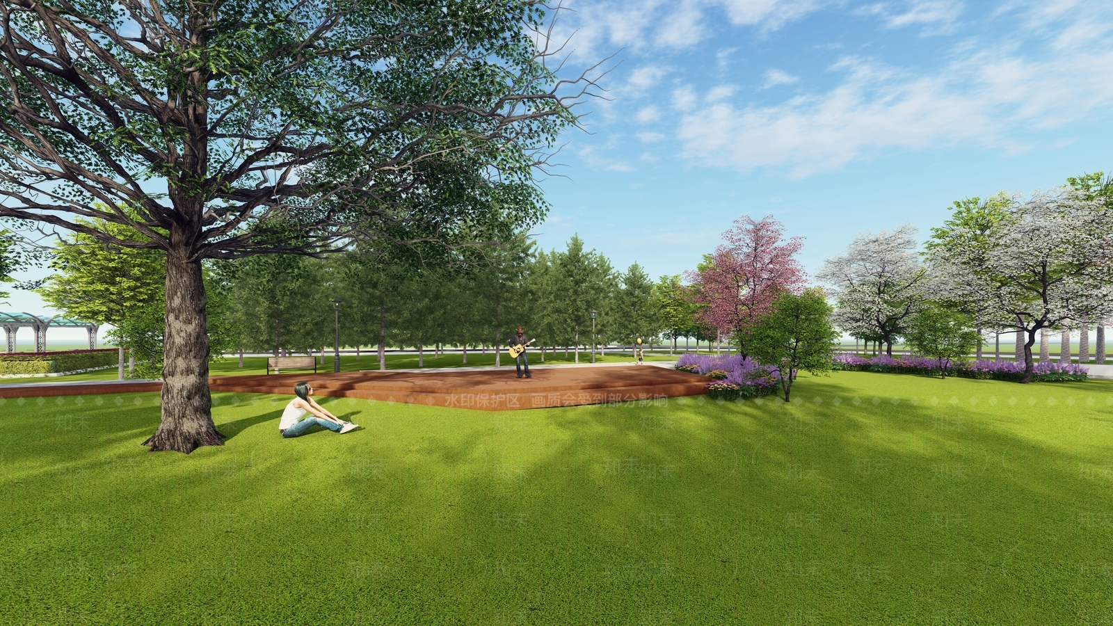 现代景观公园SU模型下载【ID:1132460041】