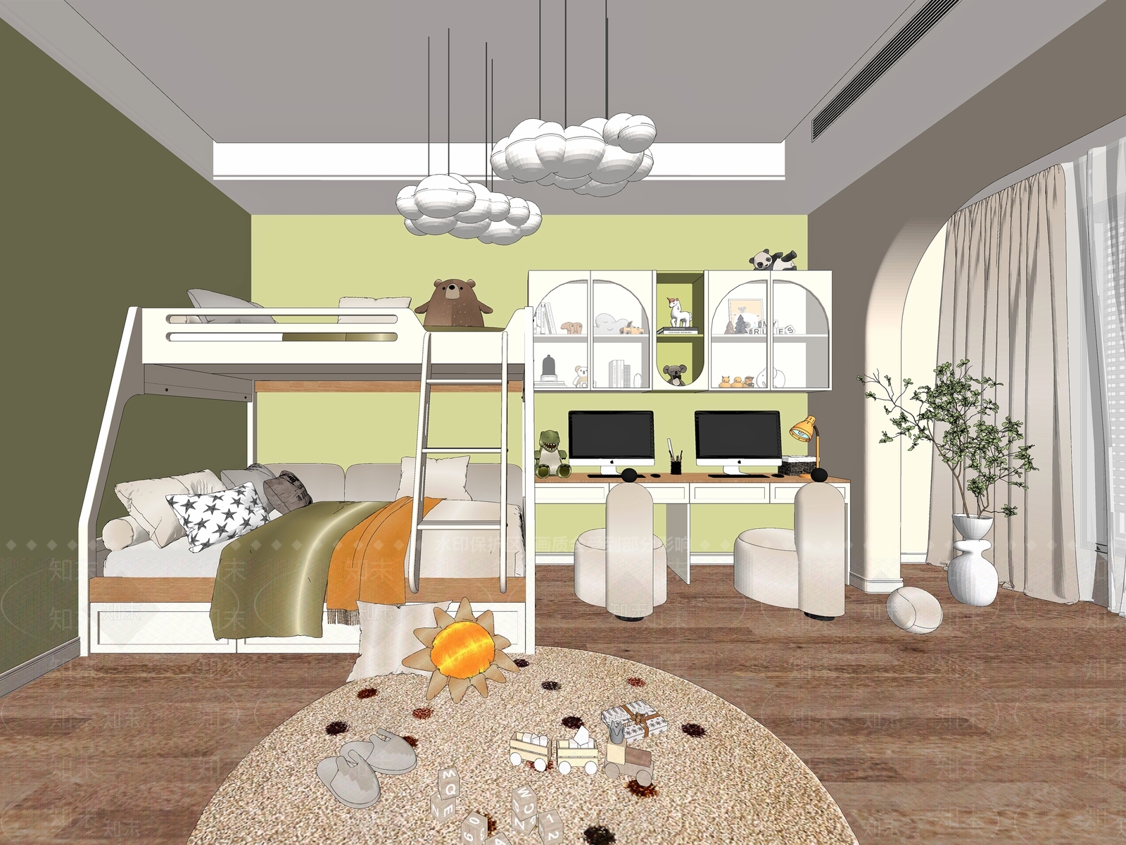 北欧儿童房SU模型下载【ID:1132460199】