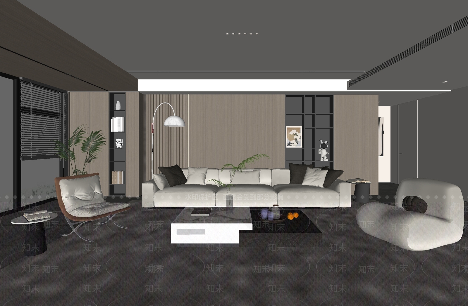 现代家居客厅SU模型下载【ID:1132461132】_知末su模型网