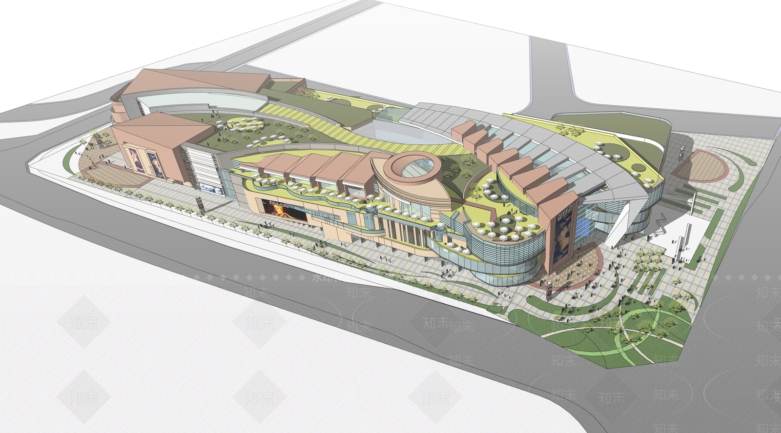 商场建筑SU模型精品下载_SketchUp模型_知末网