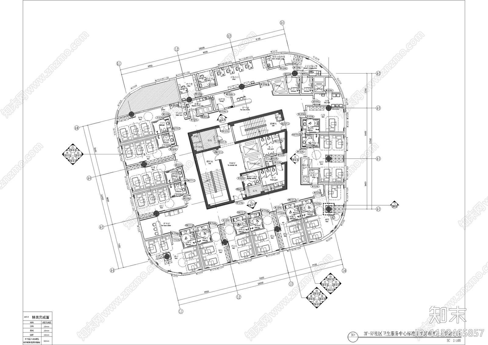 社区医疗服务中心全套cad施工图下载【ID:1132465857】