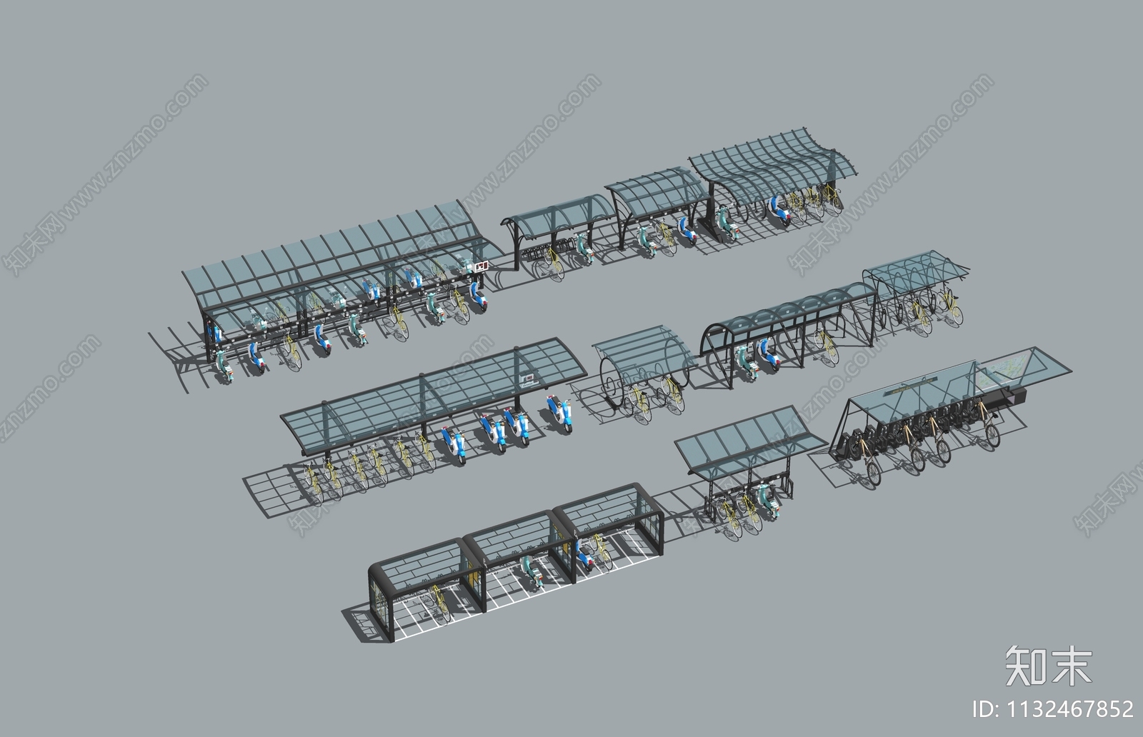 现代停车棚SU模型下载【ID:1132467852】