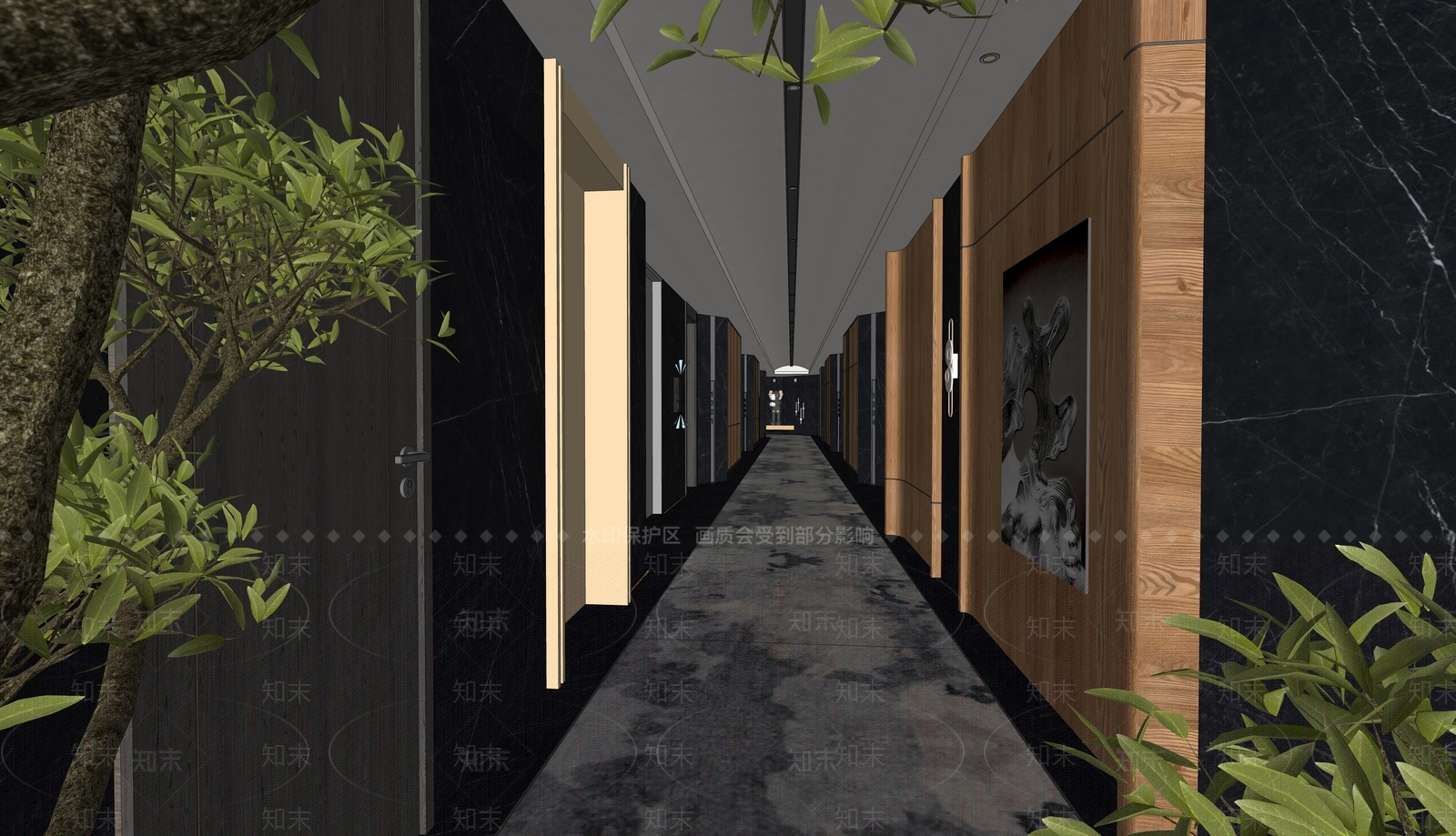 现代酒店玄关过道SU模型下载【ID:1132476920】