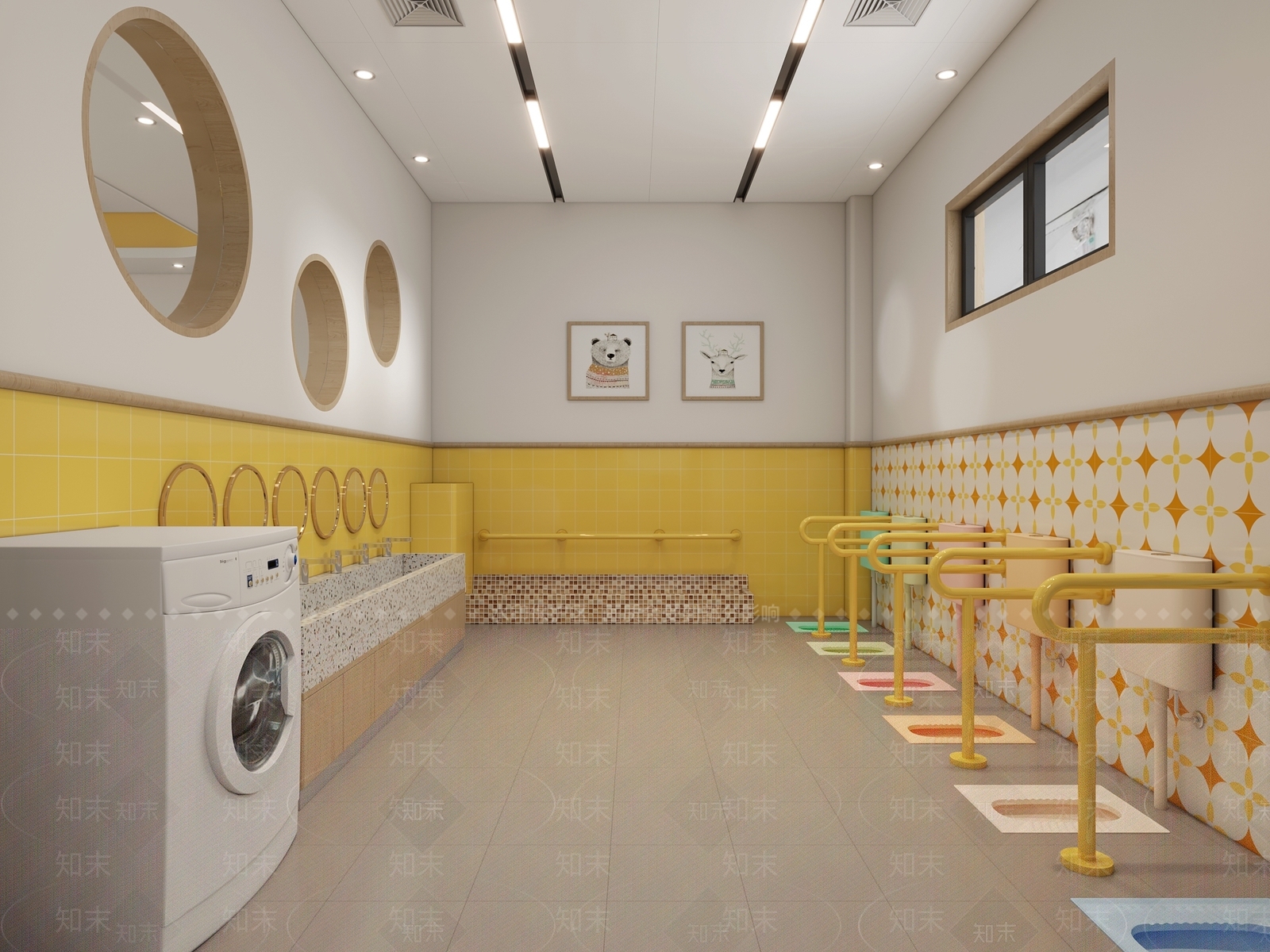 现代幼儿园卫生间3D模型下载【ID:1132478802】