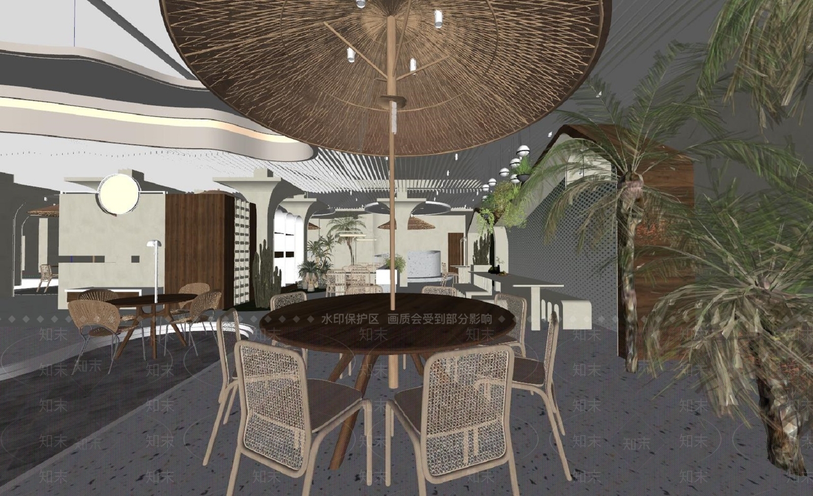 侘寂风东南亚餐厅SU模型下载【ID:1132479135】