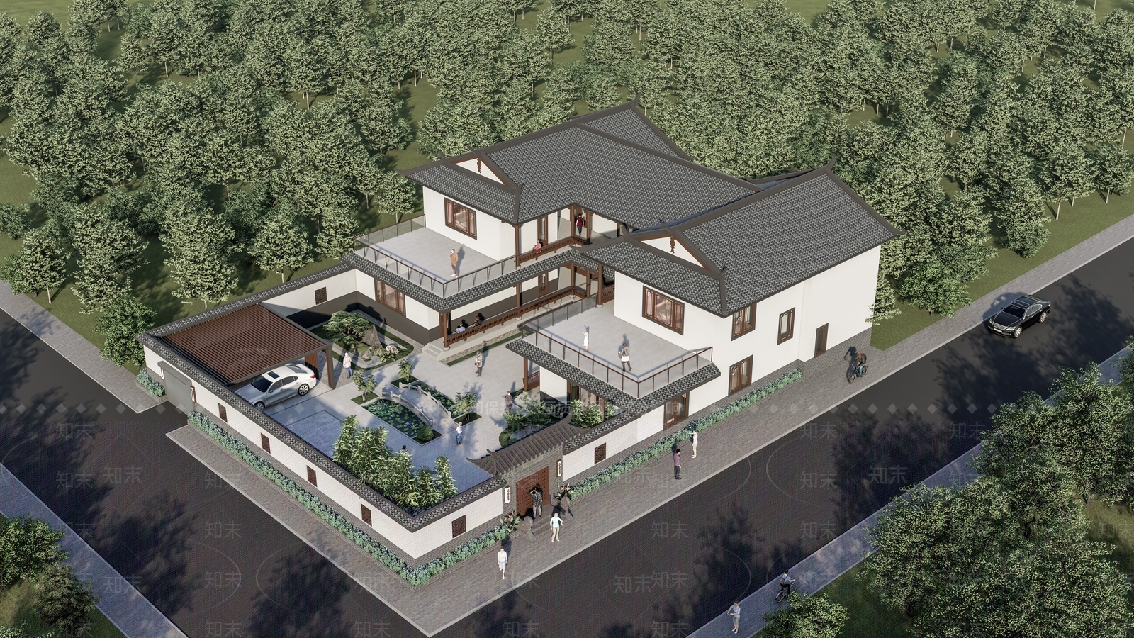中式四合院SU模型下载【ID:1132480229】