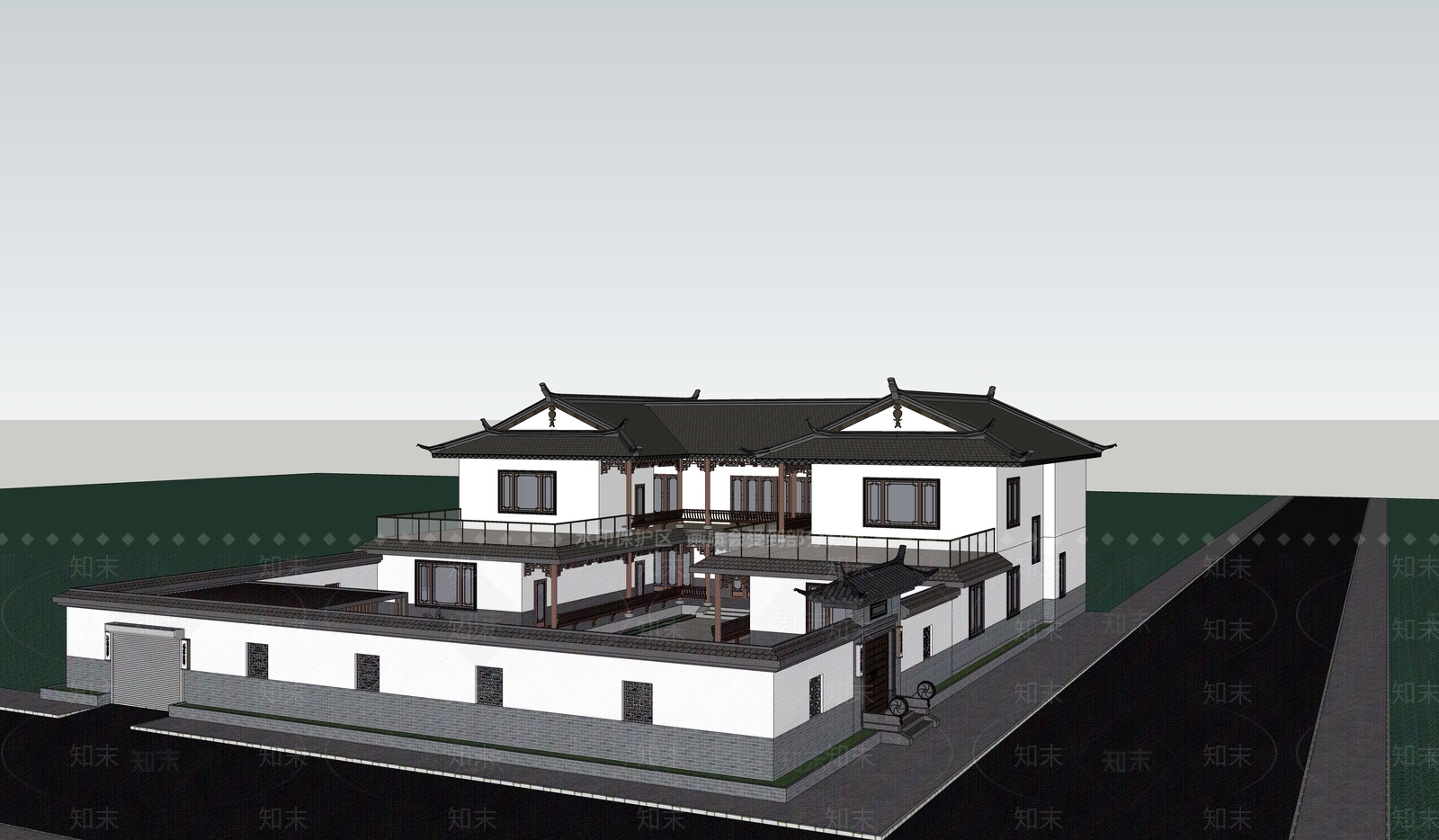 中式四合院SU模型下载【ID:1132480229】