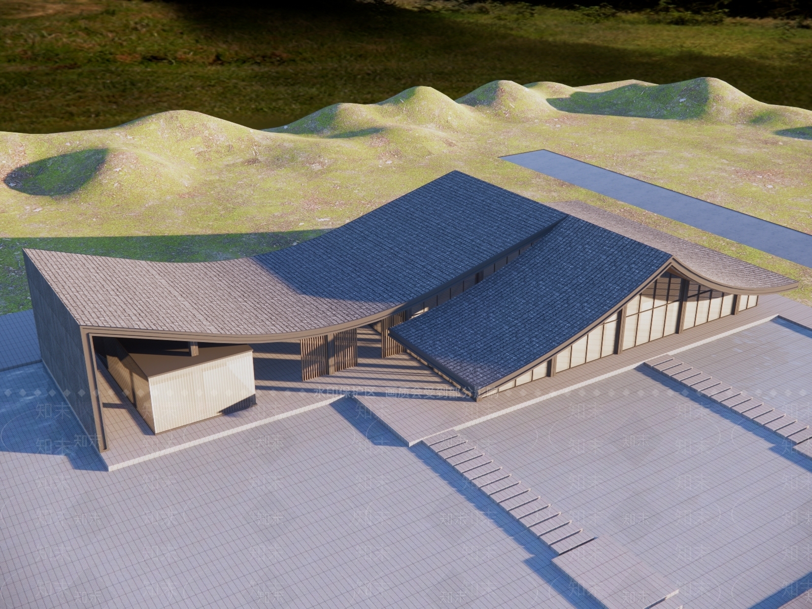 新中式展览馆建筑SU模型下载【ID:1132482891】