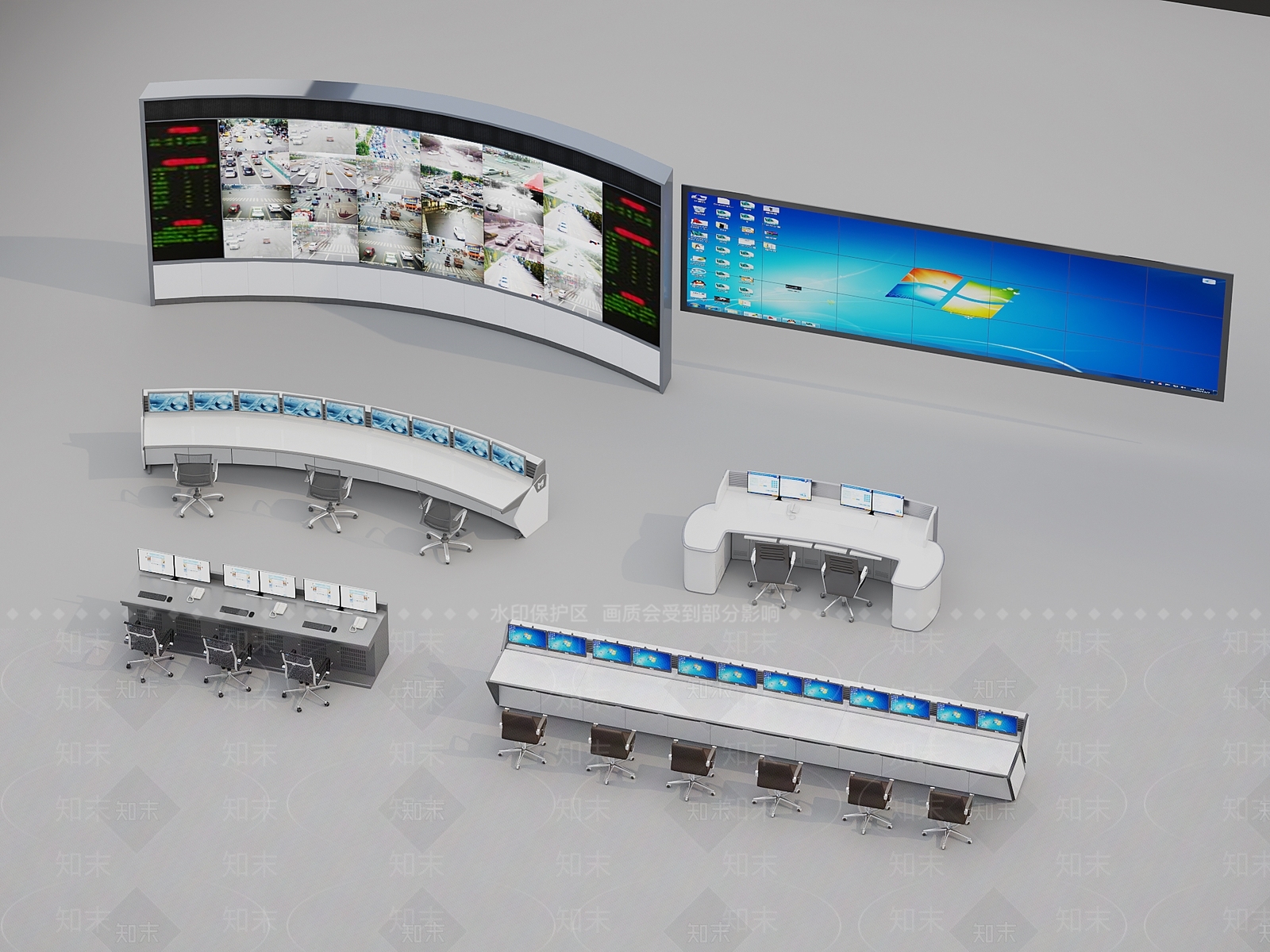 监控显示屏3D模型下载【ID:1132483684】