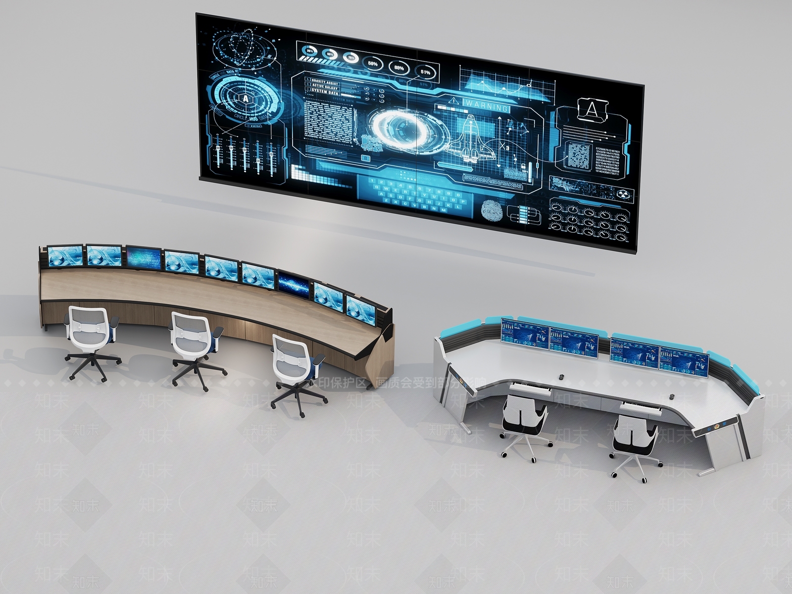 监控显示屏3D模型下载【ID:1132483675】