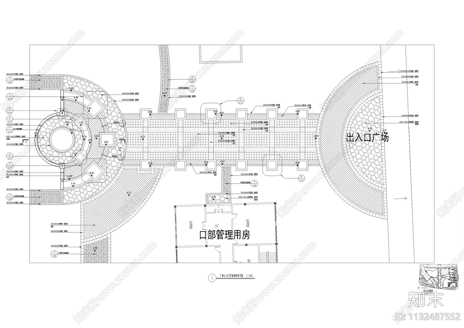 下沉广场公园大样cad施工图下载【ID:1132487552】