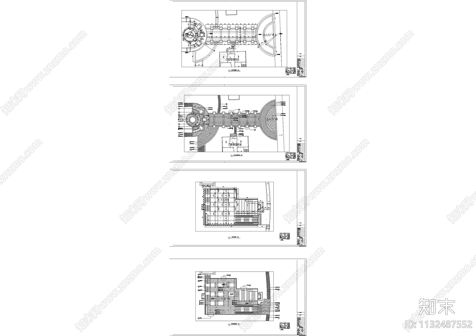 下沉广场公园大样cad施工图下载【ID:1132487552】