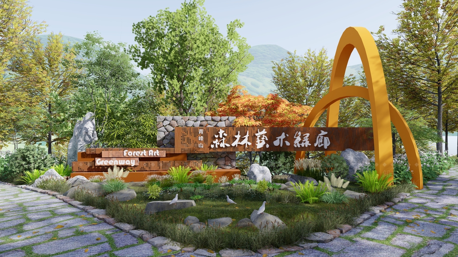 现代入口标识SU模型下载【ID:1132490410】