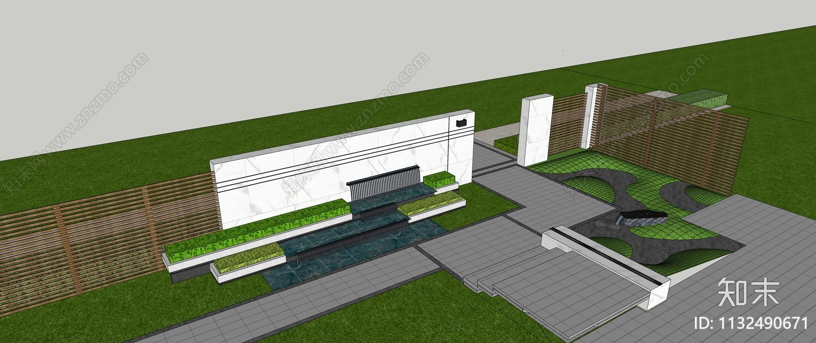 现代庭院花园SU模型下载【ID:1132490671】