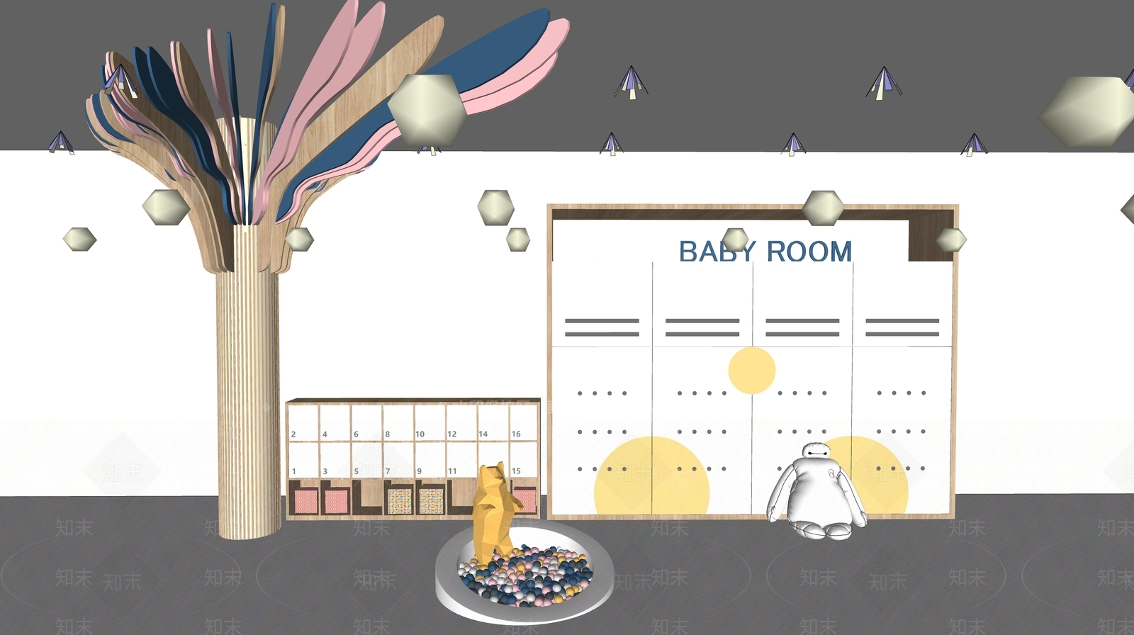 现代装饰柱SU模型下载【ID:1132490475】