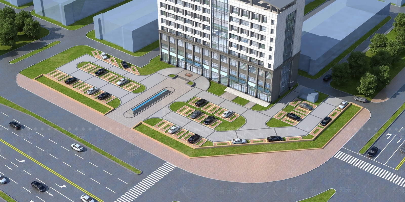 现代户外停车场3D模型下载【ID:1132491557】
