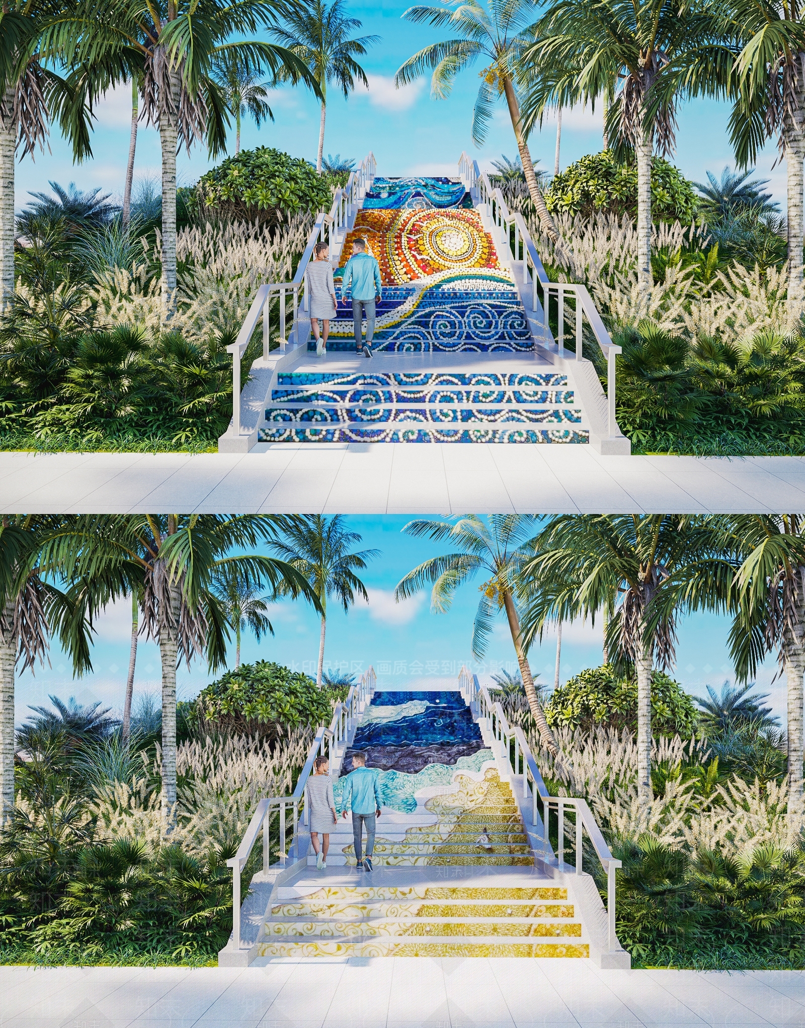 现代台阶景观SU模型下载【ID:1132494056】