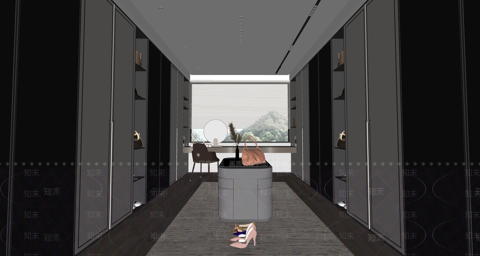 新中式衣帽间SU模型下载【ID:1132494349】