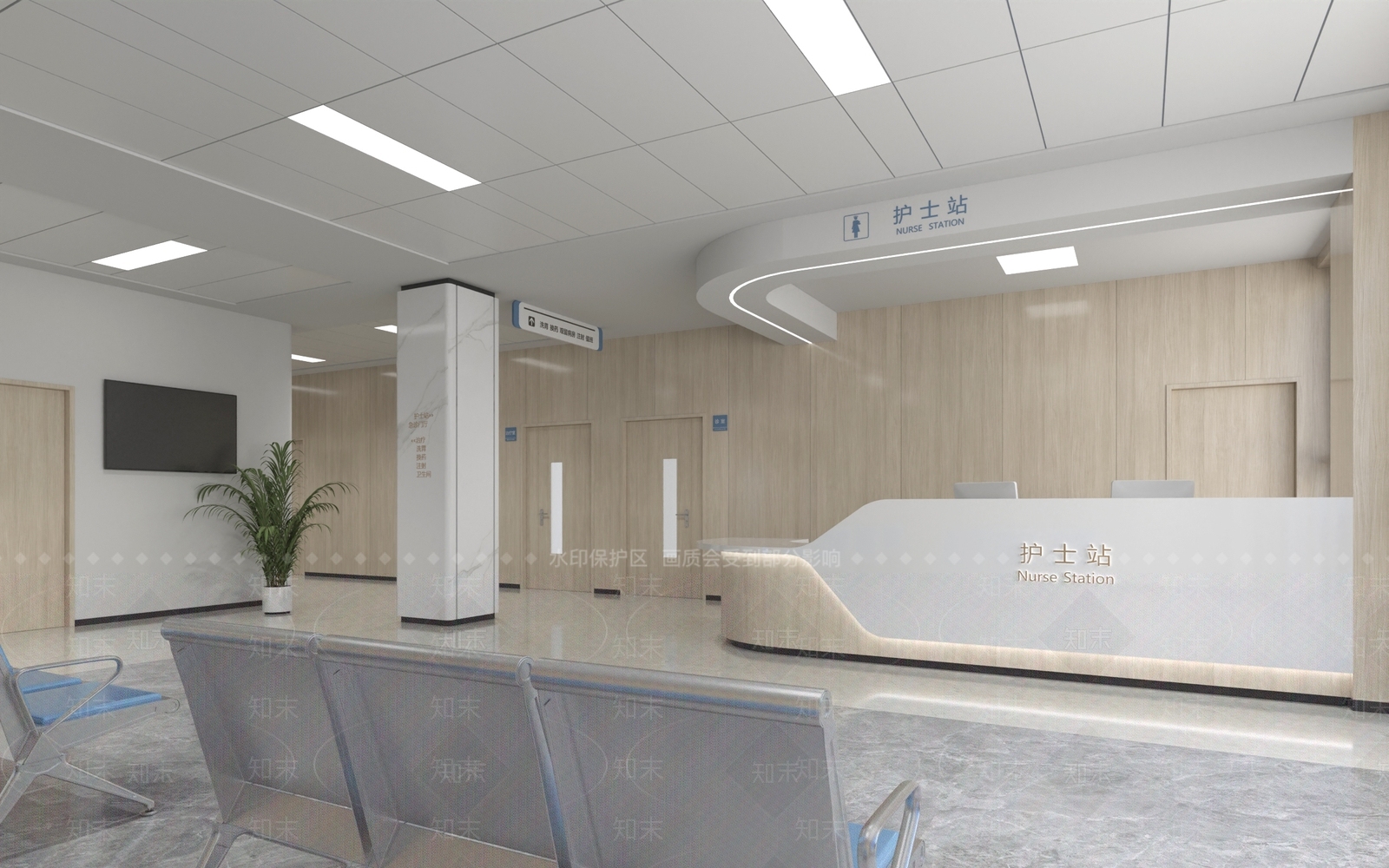现代医院护士站3D模型下载【ID:1132499983】