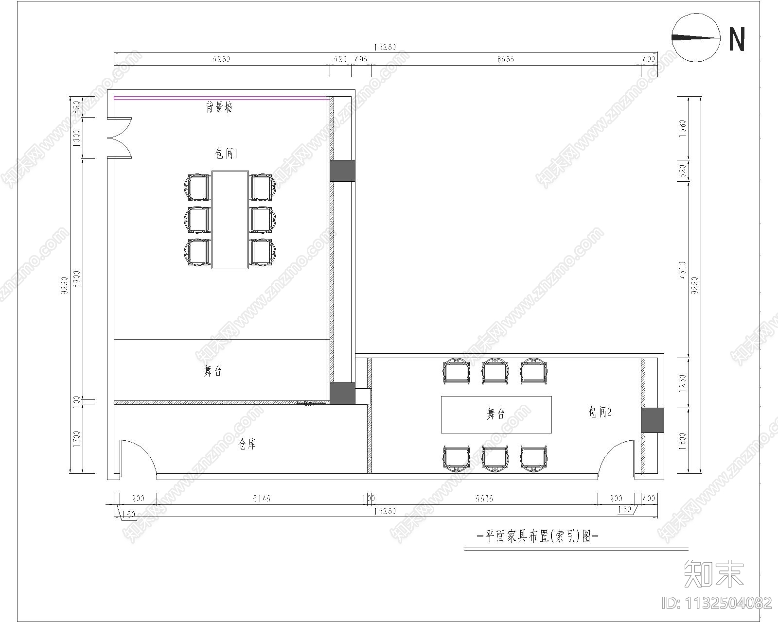 新中式剧本杀店cad施工图下载【ID:1132504082】