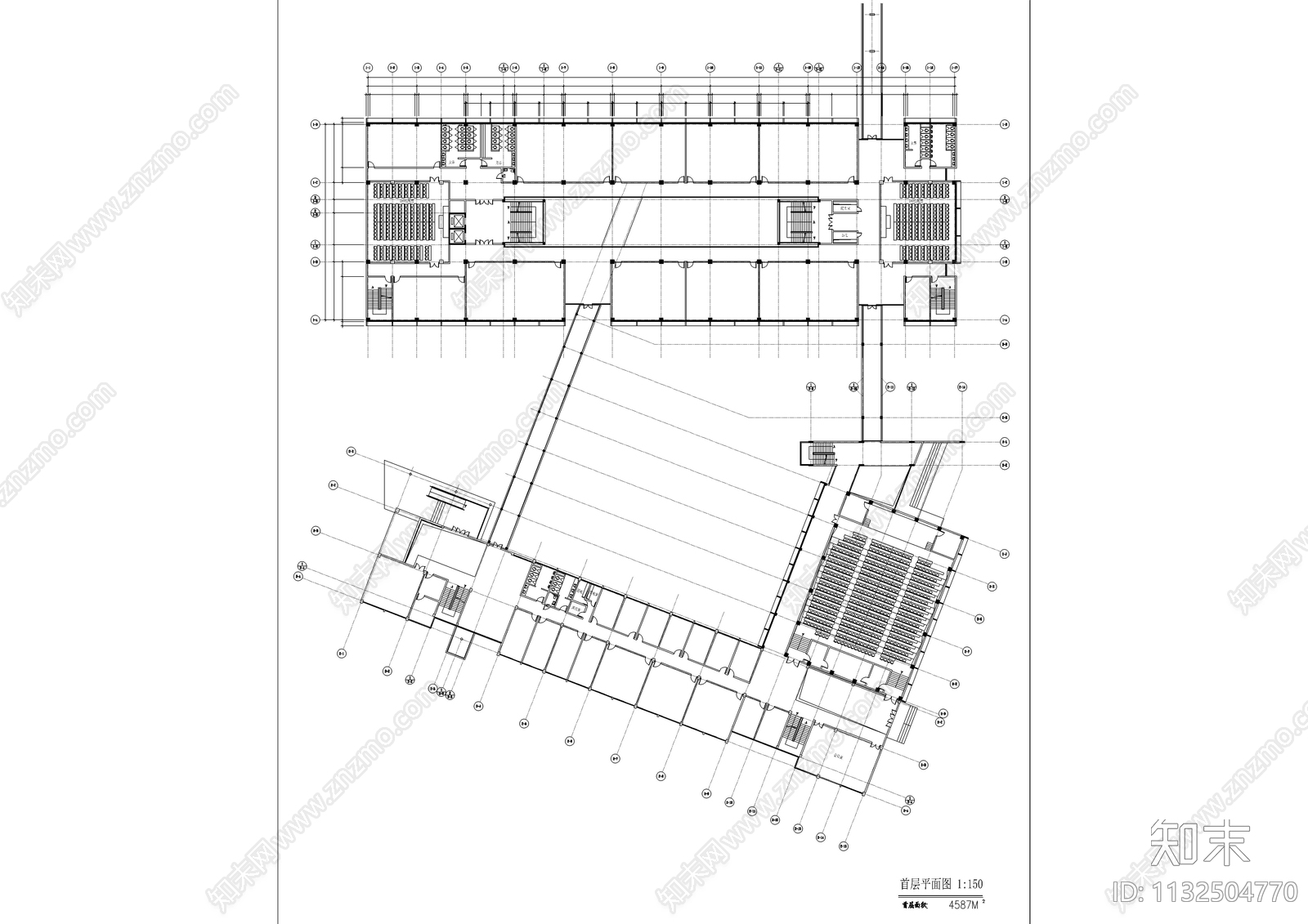 大学人文馆社科楼建筑cad施工图下载【ID:1132504770】