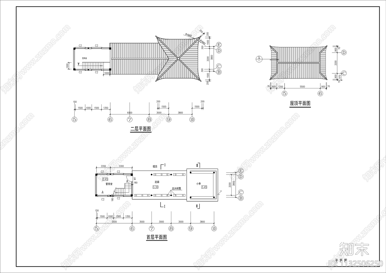 古建筑小品廊亭详图cad施工图下载【ID:1132506250】