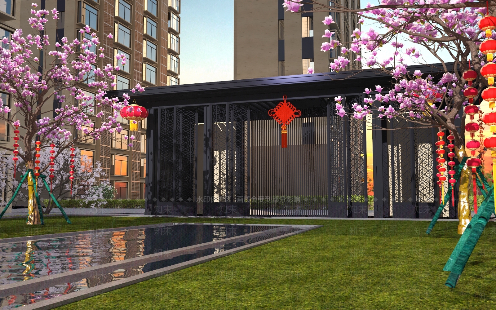 新中式廊架3D模型下载【ID:1132509430】