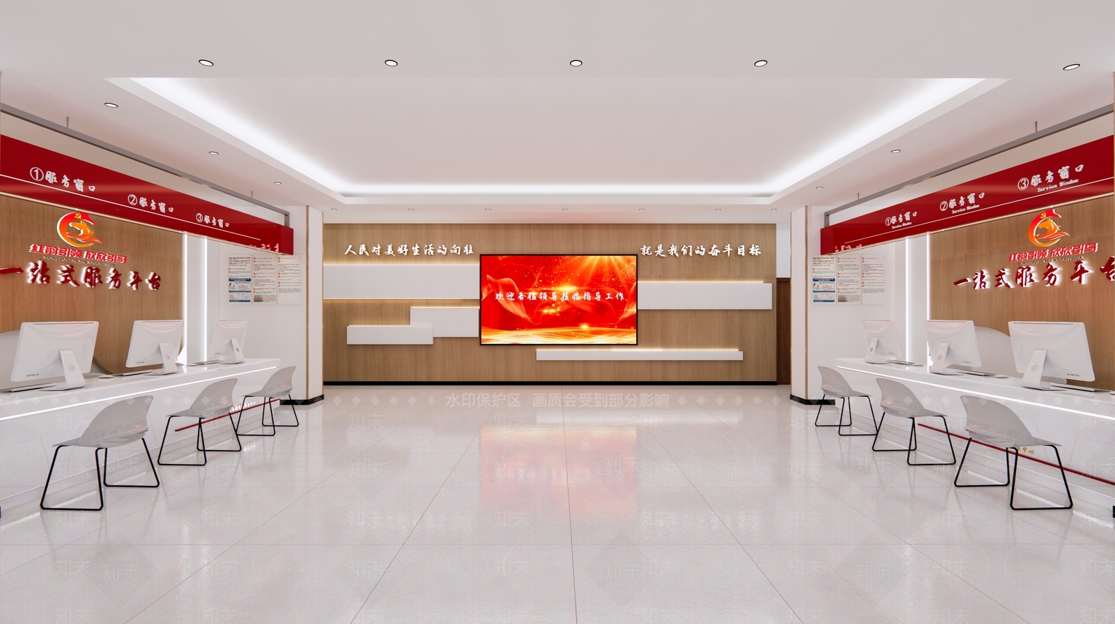 现代办事大厅SU模型下载【ID:1133552767】