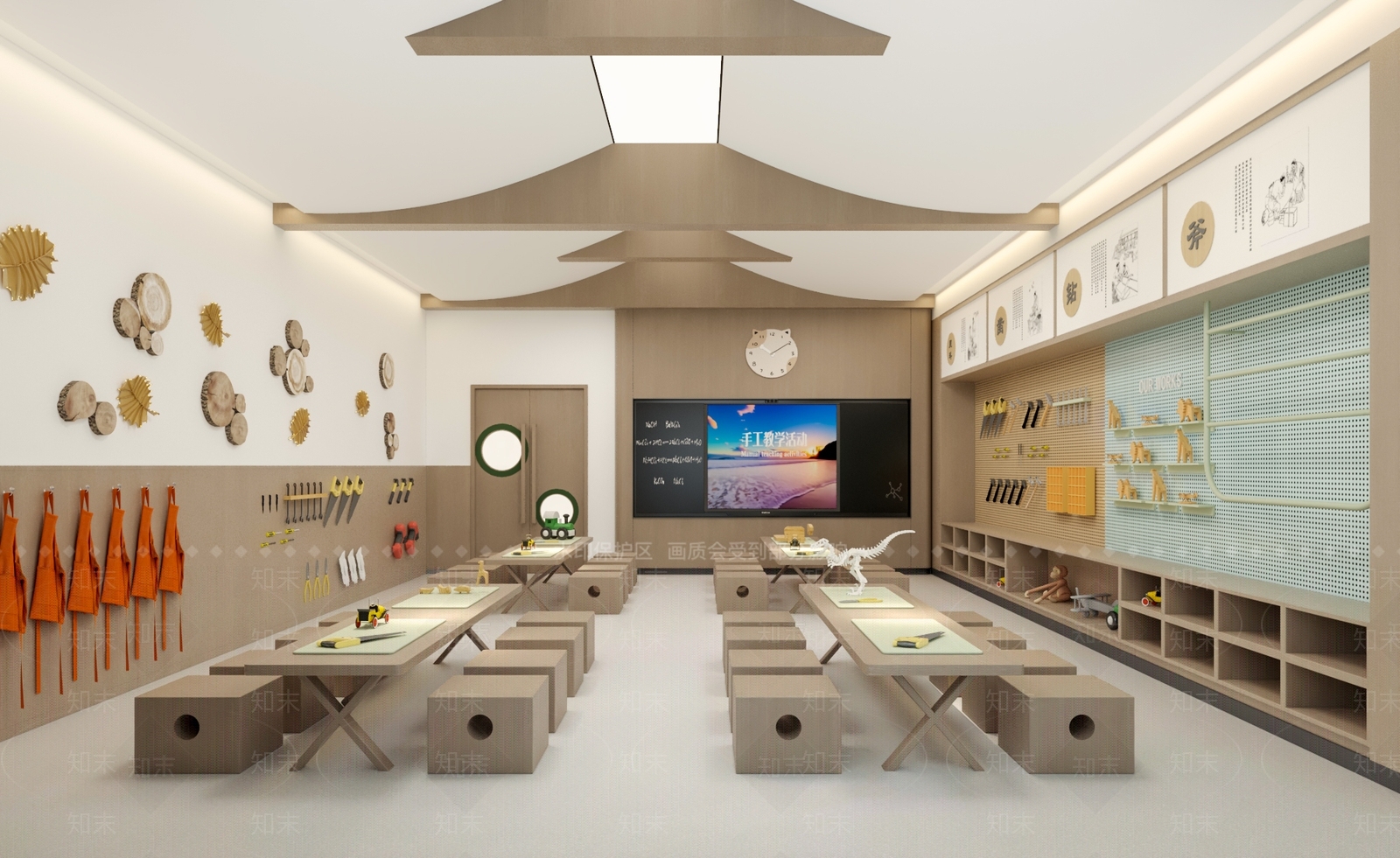 现代幼儿园手工教室3D模型下载【ID:1132512557】