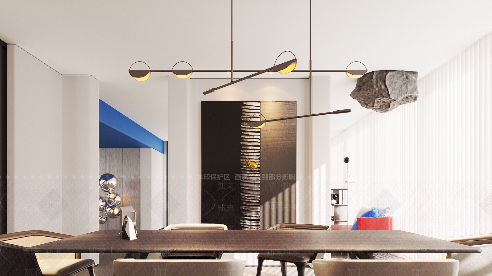 现代酒店餐厅3D模型下载【ID:1222054888】