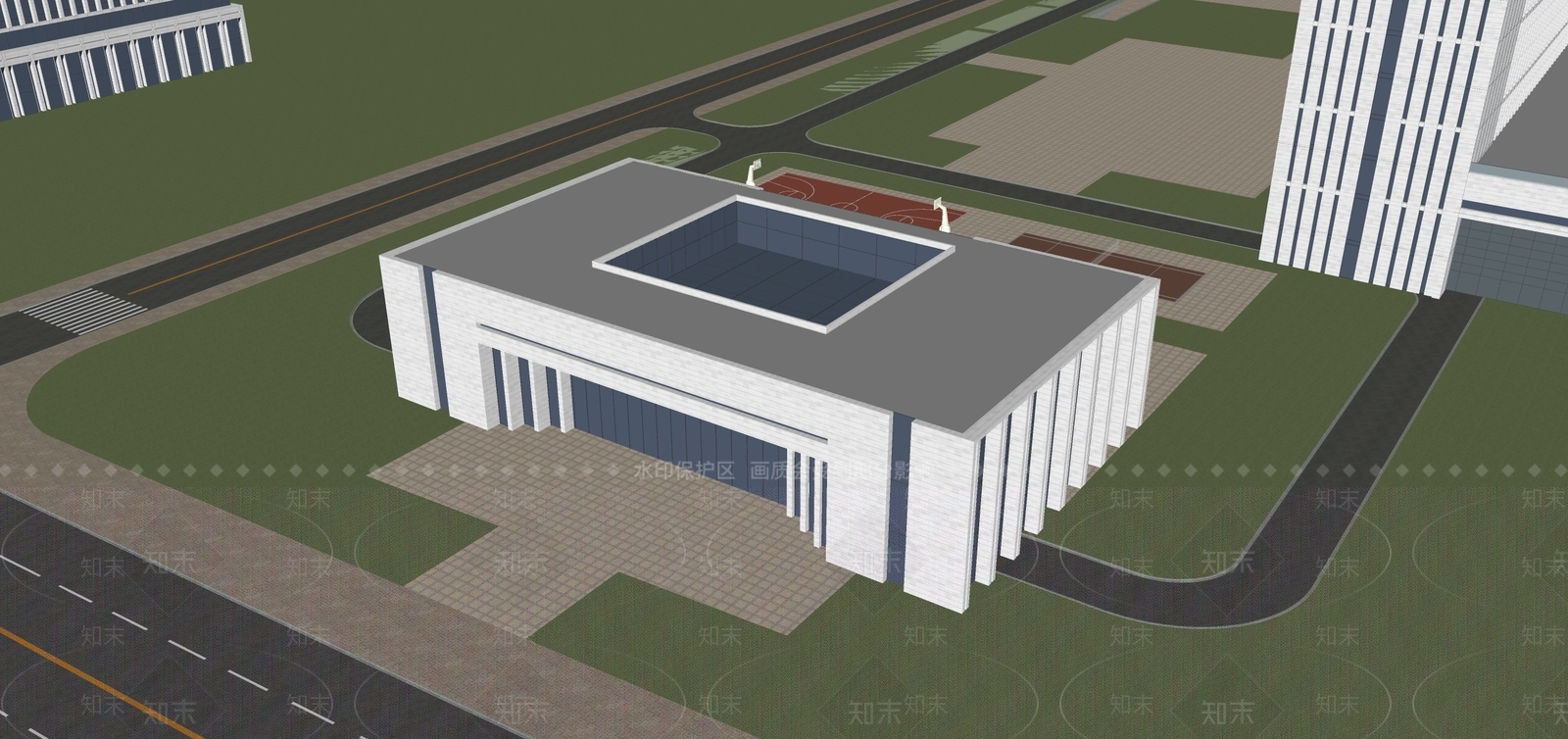 现代体育建筑SU模型下载【ID:1132525716】