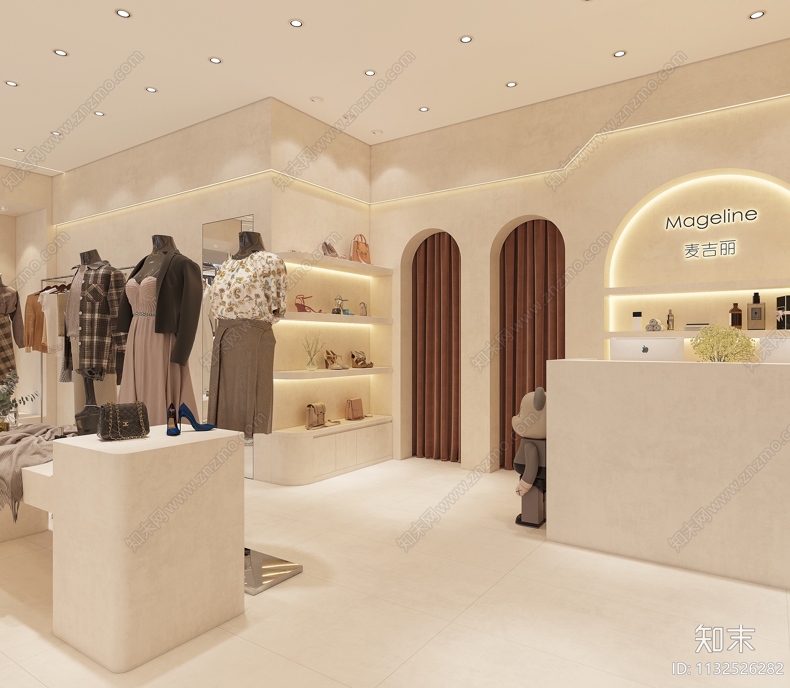 现代服装鞋店3D模型下载【ID:1132526282】