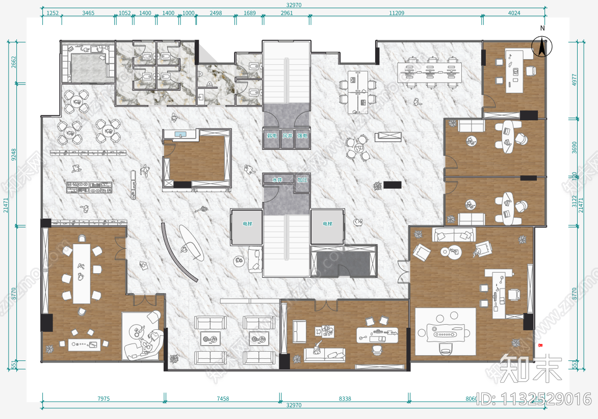 办公室展厅平面布置图彩平图施工图下载【ID:1132529016】
