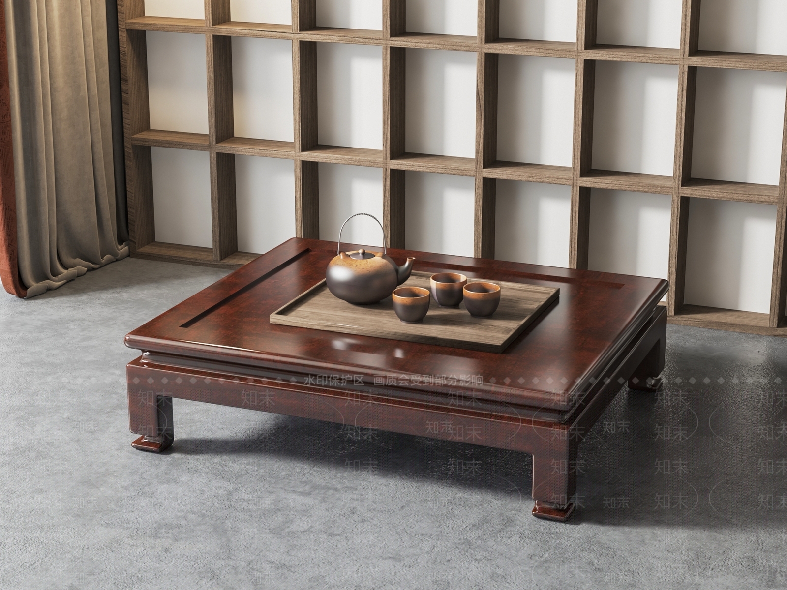 新中式榻榻米茶几3D模型下载【ID:1132530262】