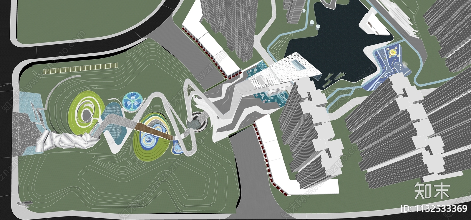 现代示范区景观SU模型下载【ID:1132533369】