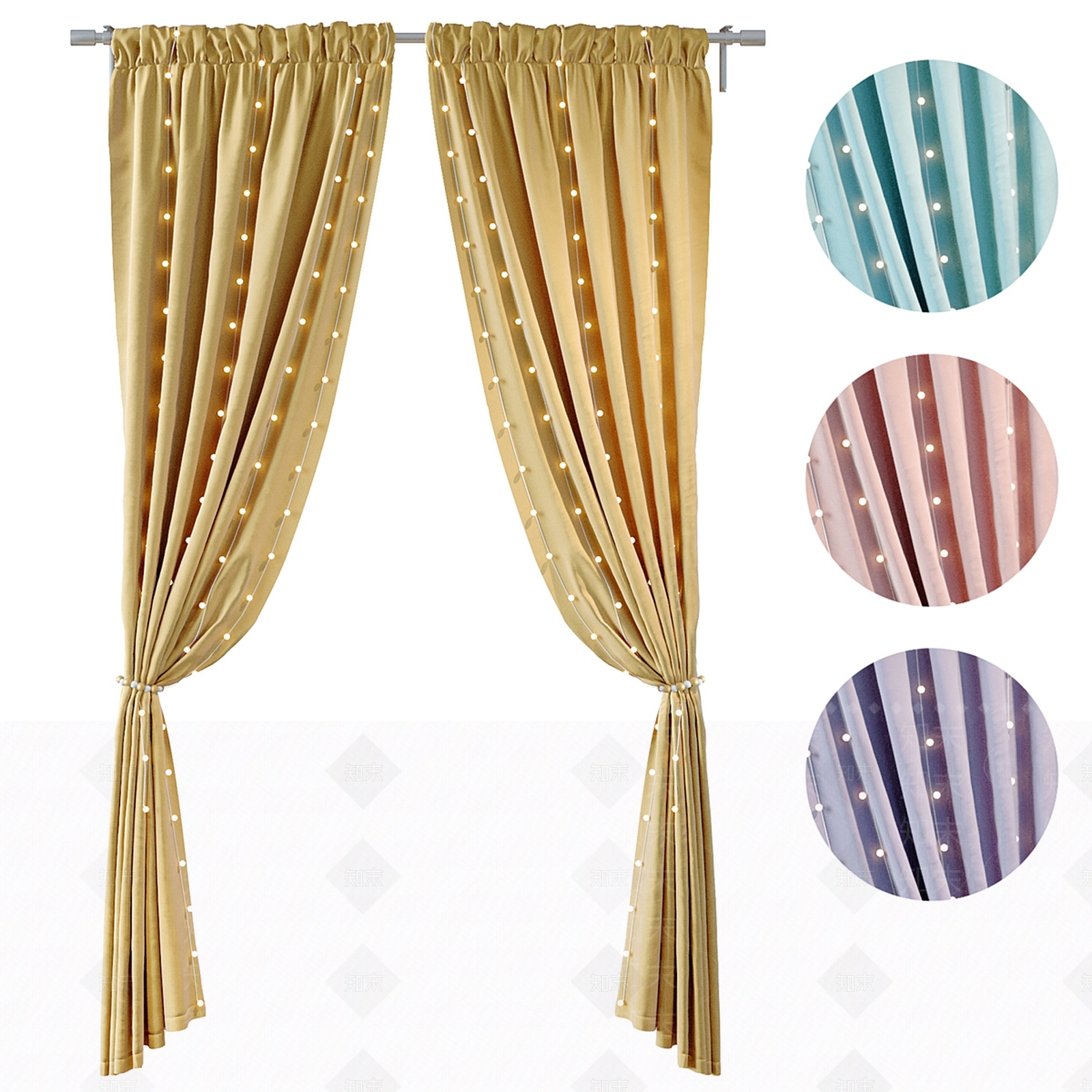 北欧窗帘3D模型下载【ID:1132540591】