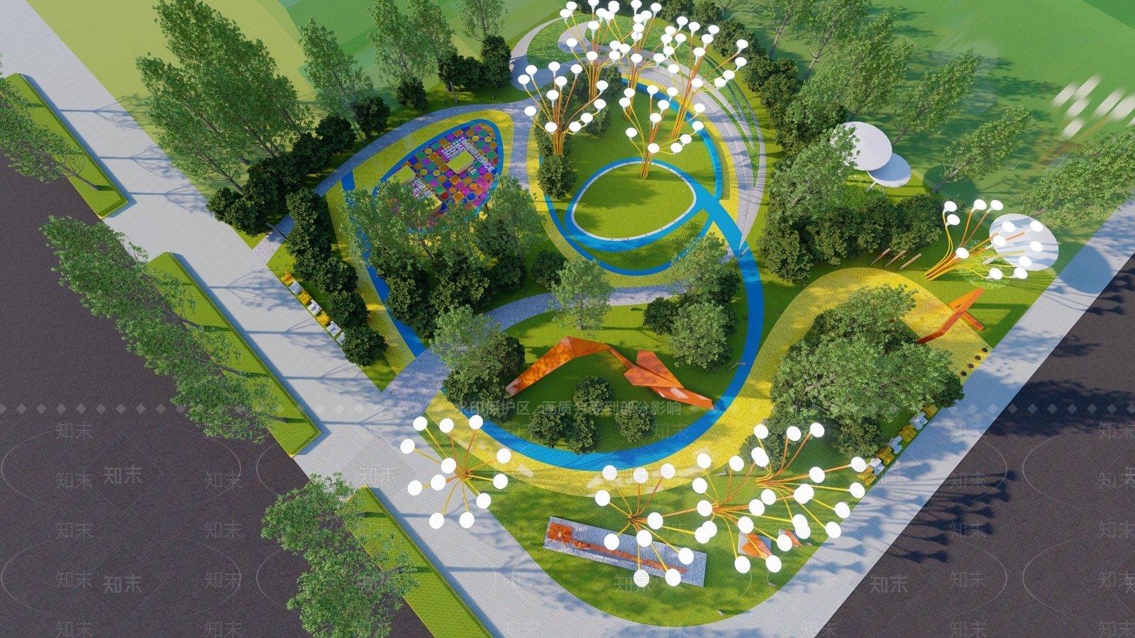 现代花瓣主题公园SU模型下载【ID:1132540137】