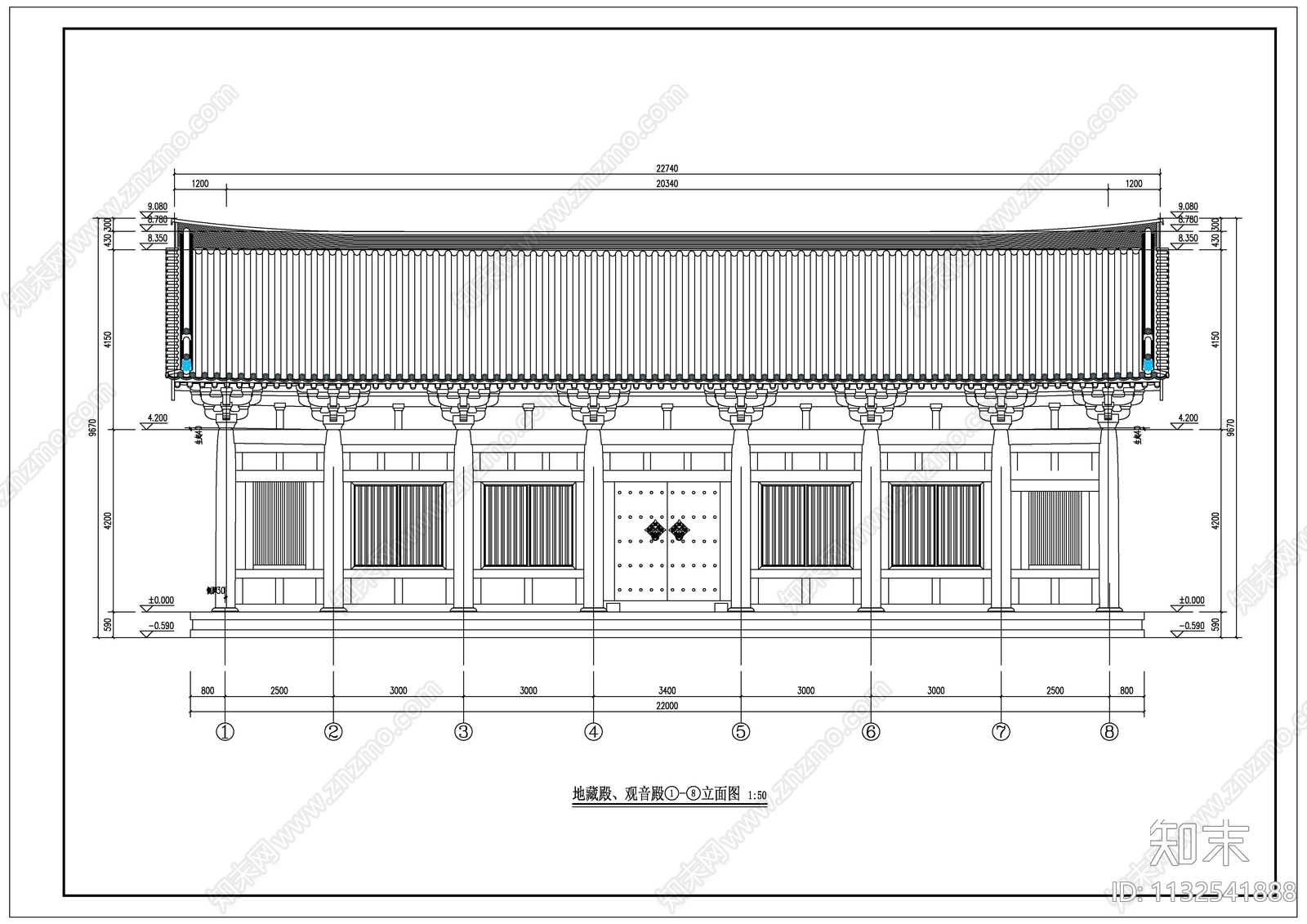 地藏殿观音殿唐代古建筑cad施工图下载【ID:1132541888】