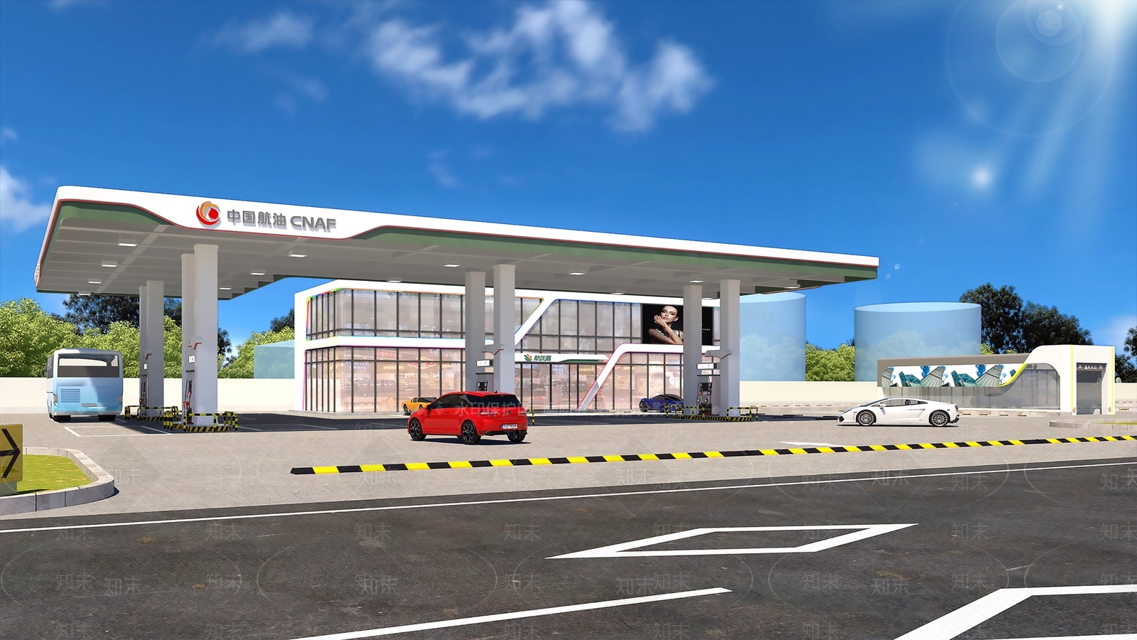 现代中航油加油站3D模型下载【ID:1132543233】